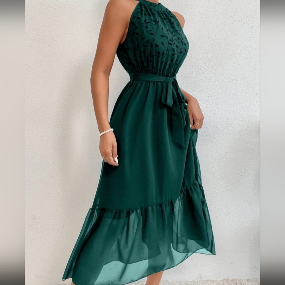 Green halter dress, NWT